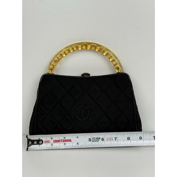 Chanel Vintage Small Fabric Top-Handle Bag with Amber Resin Chain - Picture 14 of 16